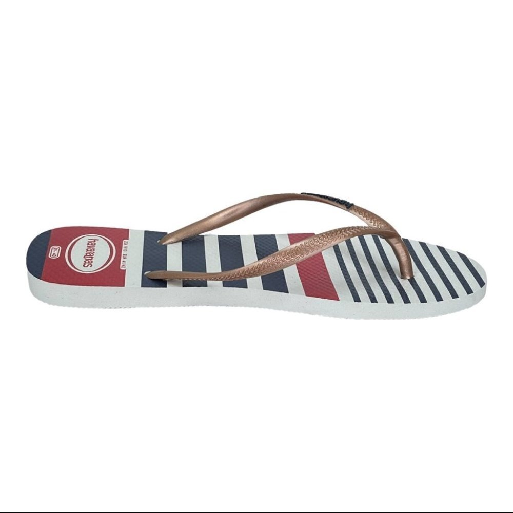 Havaianas Slim Nautica White Rose Gold Womens Thong Sandals - Picture 3 of 9